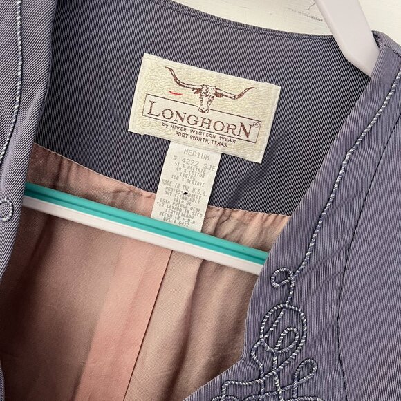 Vintage Longhorn Purple Embroidery Gold-Tone Scroll Claps Western Jacket Sz Med - Picture 8 of 10
